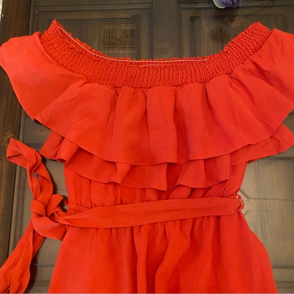 Lovers + Friends Off the Shoulders Ruffled Dress Red size S - Picture 4 of 12